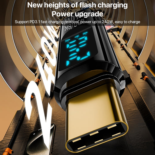 240W Type-C Male to Type-C Female Full-featured Adapter with Digital Display - Polar Tech Australia