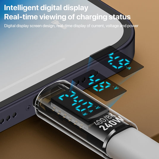 240W Type-C Male to Type-C Female Full-featured Adapter with Digital Display - Polar Tech Australia