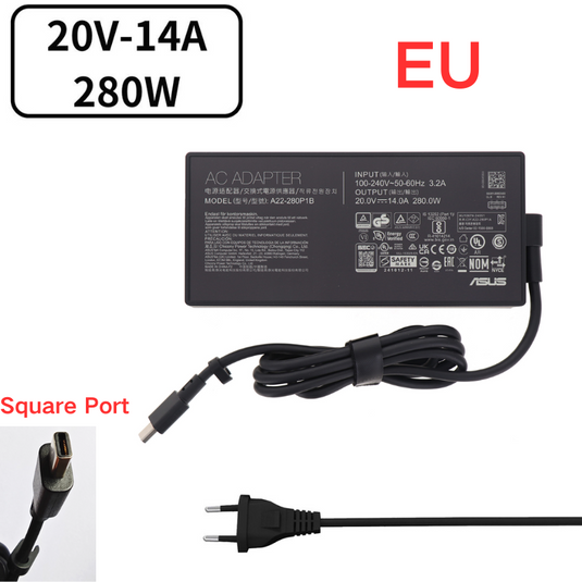 [20V-14A/280W][Square Port] Asus ROG Strix Scar 16 2025 G615 G635 Series - Laptop AC Power Supply Adapter Charger