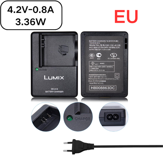[DE-A12B][4.2V-0.8A] Panasonic LUMIX CGA-S005E Battery / D-LUX2 C-LUX1 D-LUX3 D-LUX4 Series - Camera Charger Power Supply Adapter - Polar Tech Australia
