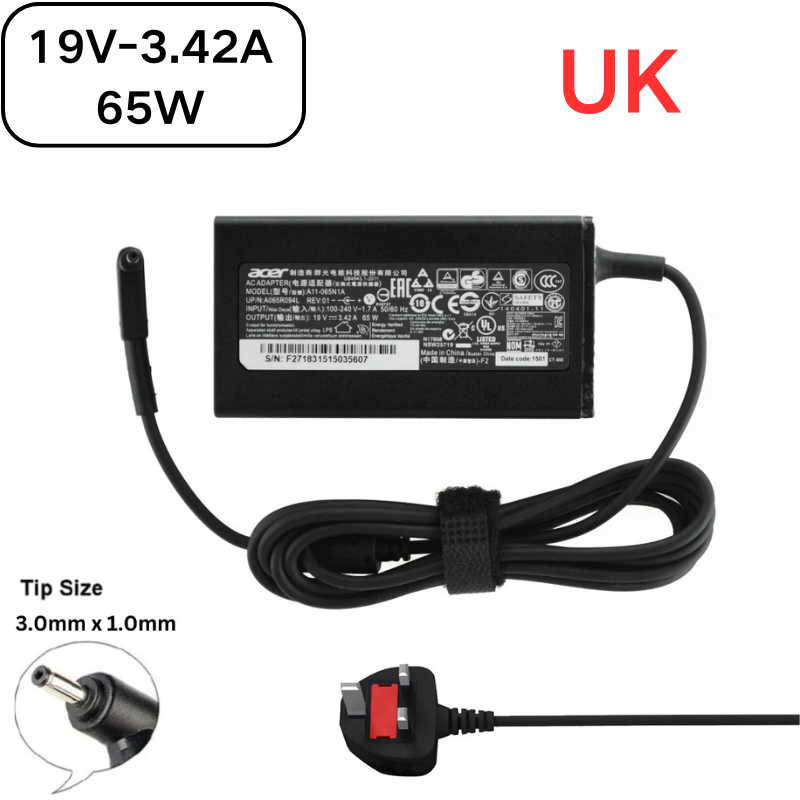 Load image into Gallery viewer, [19V-3.42A/65W][3.0x1.0 &amp; 3.0x1.1] Acer TravelMate X349-M P648-G3-M Laptop AC Power Supply Adapter Charger - Polar Tech Australia
