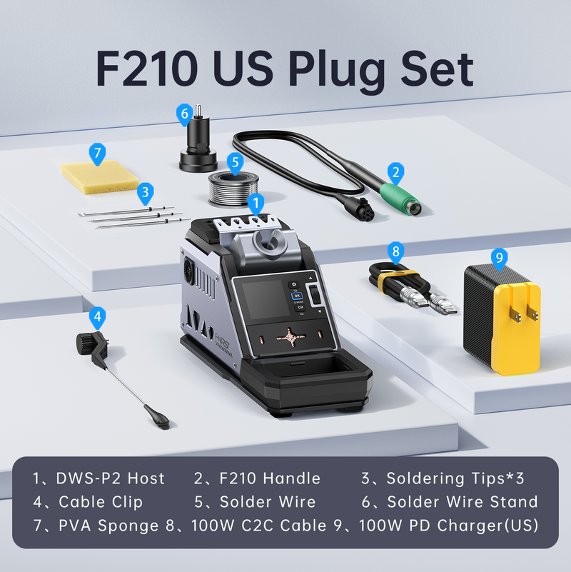 Cargue la imagen en el visor de la galería, [DWS-P2] FNIRSI All-in-One F210 / F245 Smart Digital Display Constant-Temperature Soldering Station

