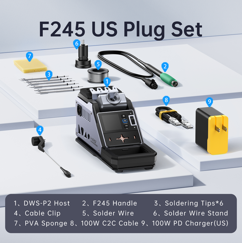 Cargue la imagen en el visor de la galería, [DWS-P2] FNIRSI All-in-One F210 / F245 Smart Digital Display Constant-Temperature Soldering Station
