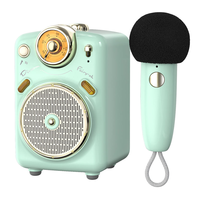 Cargue la imagen en el visor de la galería, Divoom Fairy-OK Retro Mini Karaoke Bluetooth Speaker With Microphone Girl Perfect Gift
