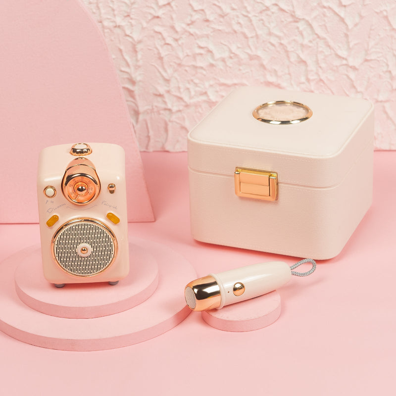 Cargue la imagen en el visor de la galería, Divoom Fairy-OK Retro Mini Karaoke Bluetooth Speaker With Microphone Girl Perfect Gift
