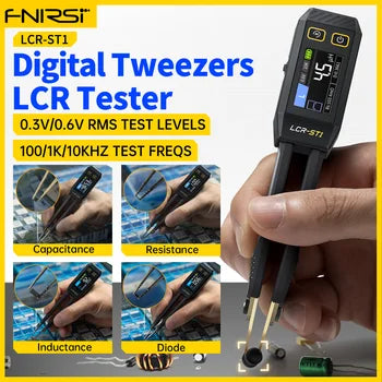 Cargue la imagen en el visor de la galería, [LCR-ST1] FNIRSI Intelligent Bridge Tweezers Smart Tweezer LCR SMD ESR Tester Resistance Capacitance Inductance Continuity Diode Test Auto Multimeter Tools - Polar Tech Australia
