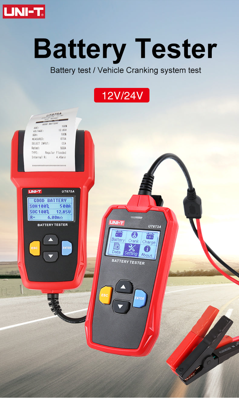 Load image into Gallery viewer, [UT673A] UNI-T Car Battery Tester  UT675A 12V 24V DC Load Tester Capacity Meter Battery Checker Charging Circuit Cranking Test - Polar Tech Australia
