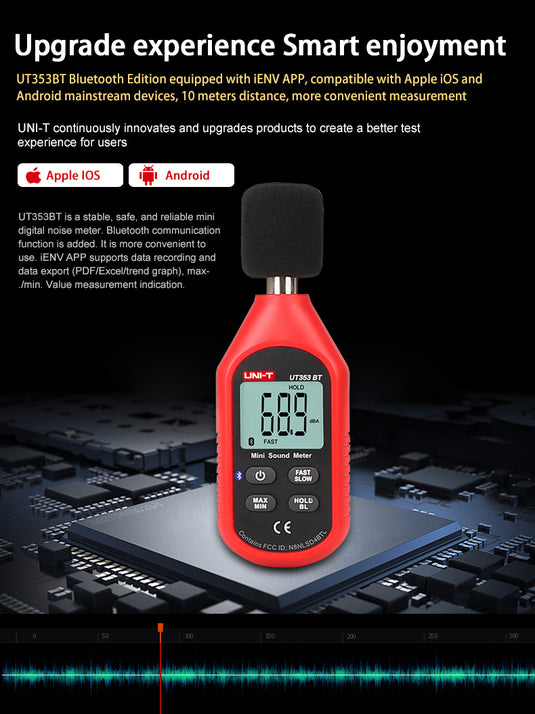 [UT353BT] UNI-T Noise Measuring Instrument db Meter 30~130dB Mini Audio Sound Level Meter Decibel Monitor - Polar Tech Australia