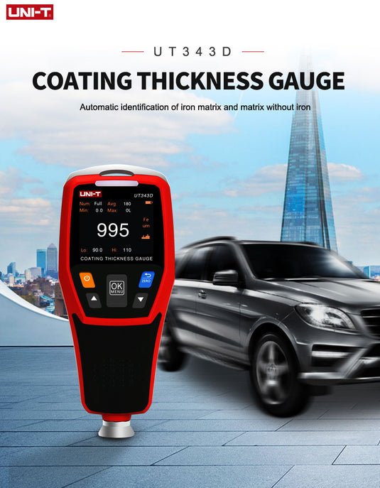 [UT343D] UNI-T Coating Thickness Gauge Digital FE/NFE Metal Car Paint Thickness Tester Meter - Polar Tech Australia