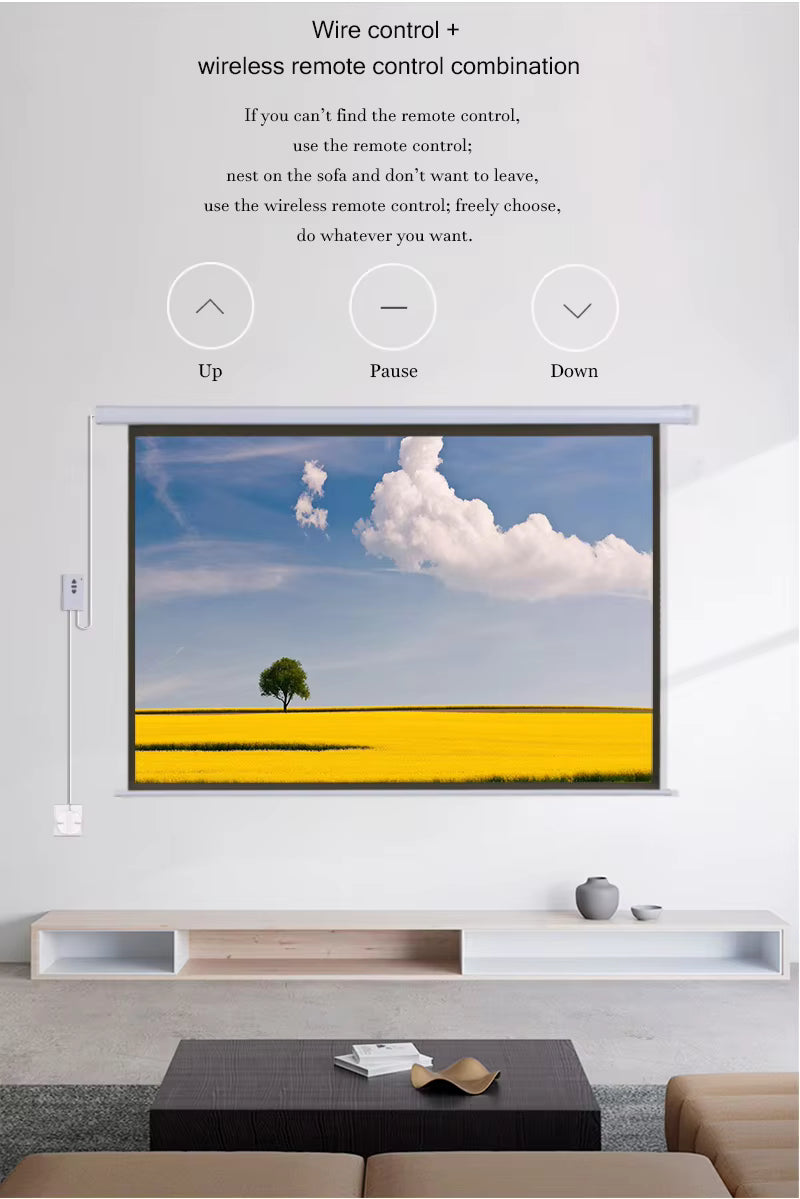 Cargue la imagen en el visor de la galería, Electric Remote Control Auto Foldable Projector Wall Screen 16:9 Support 4K FHD 3D For Indoor Office Presentation Home Theater - Polar Tech Australia
