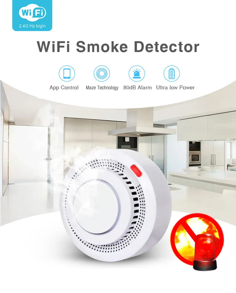 Cargue la imagen en el visor de la galería, [TUYA Smart Home] Battery Powered Wireless WIFI Smoke Detector Smart Home Security - Polar Tech Australia
