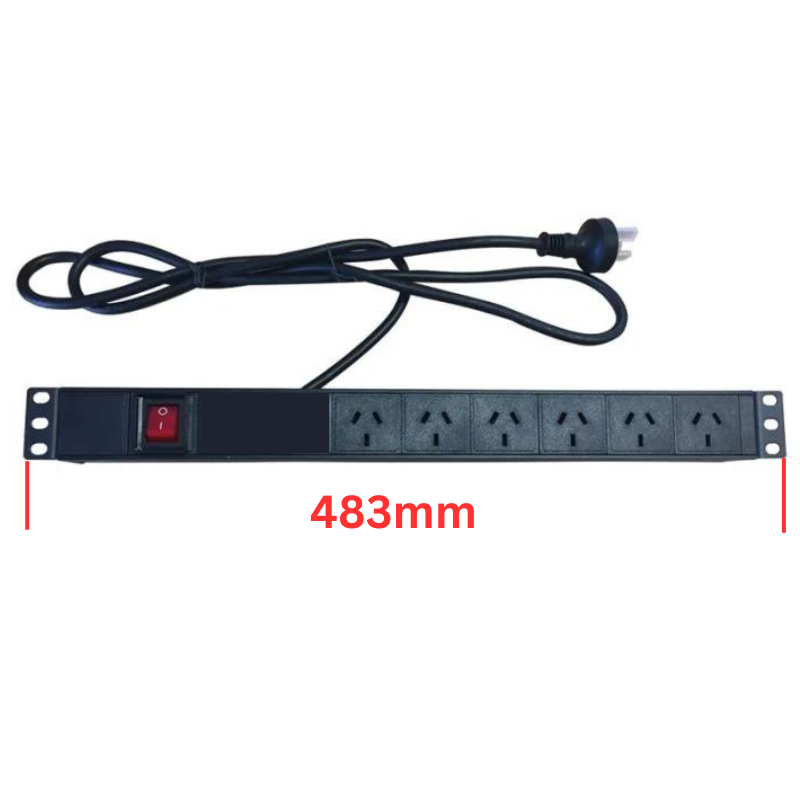Cargue la imagen en el visor de la galería, [AU Version] 6 Outlets Horizontal Rack Mount PDU Power Stripe With On OFF Switch - Polar Tech Australia

