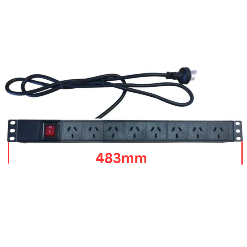 Cargue la imagen en el visor de la galería, [AU Version] 8 Outlets Horizontal Rack Mount PDU Power Stripe With On OFF Switch - Polar Tech Australia
