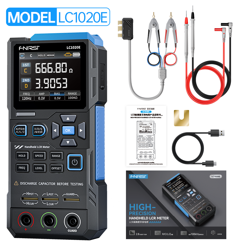 Cargue la imagen en el visor de la galería, [LC1020E] FNIRSI High Precision Handheld Digital Bridge LCR ESR Tester
