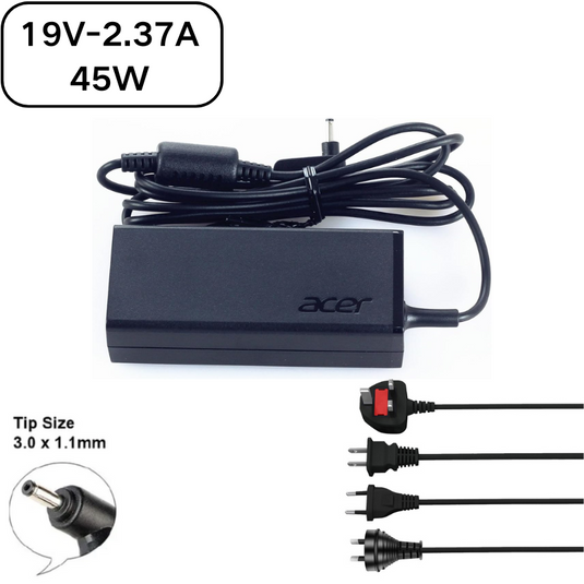 [19V-2.37A/45W][3.0x1.0 & 3.0x1.1] Acer Switch 3 SW312 & Spin 3 SP314-51 & Swift 5 ADP-45HE Laptop AC Power Supply Adapter Charger