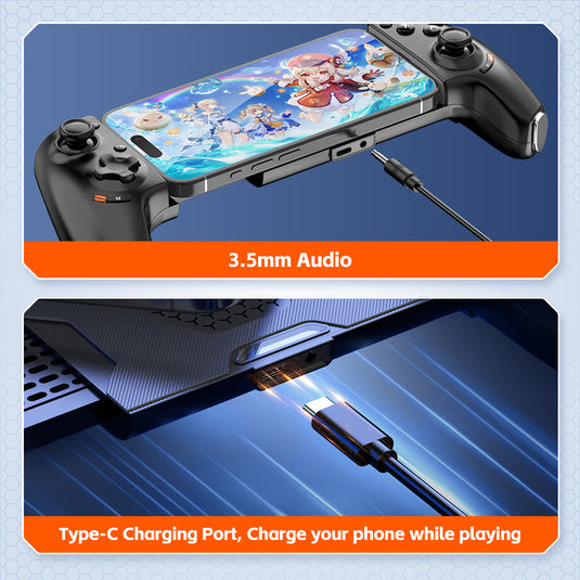 AB01 Wireless Game Controller for Switch & iOS Hall Effect Joystick 6-Axis Gyro Turbo Programmable Dual Vibratio