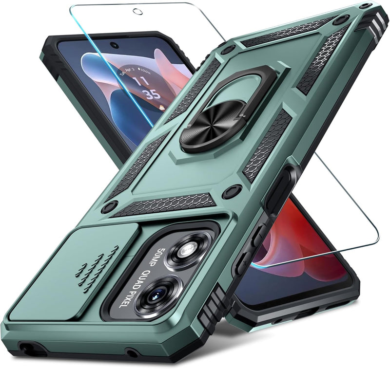 Chargez l&#39;image dans la visionneuse de la galerie, [Magnetic Ring Kickstand][Slide Camera Cover] Motorola Moto G Play 2024 - Shield Shockproof Rugged Heavy Duty Case - Polar Tech Australia
