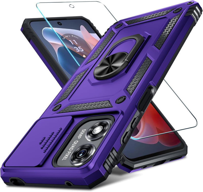 Chargez l&#39;image dans la visionneuse de la galerie, [Magnetic Ring Kickstand][Slide Camera Cover] Motorola Moto G Play 2024 - Shield Shockproof Rugged Heavy Duty Case - Polar Tech Australia
