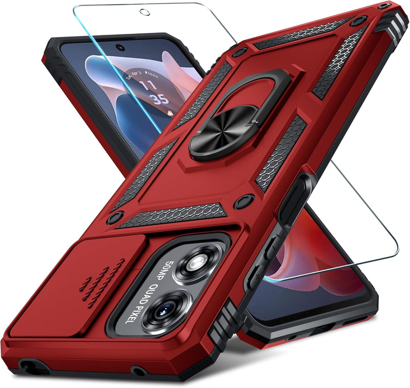 Chargez l&#39;image dans la visionneuse de la galerie, [Magnetic Ring Kickstand][Slide Camera Cover] Motorola Moto G Play 2024 - Shield Shockproof Rugged Heavy Duty Case - Polar Tech Australia
