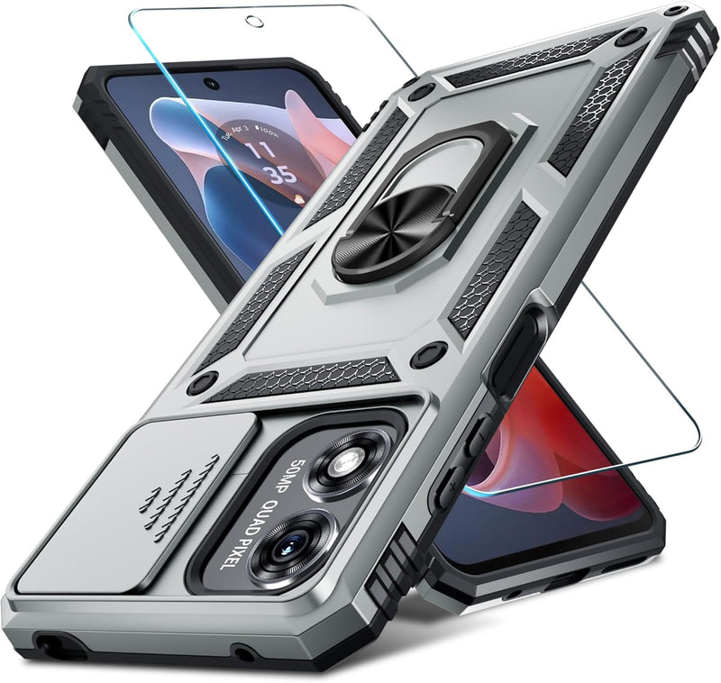 Chargez l&#39;image dans la visionneuse de la galerie, [Magnetic Ring Kickstand][Slide Camera Cover] Motorola Moto G Play 2024 - Shield Shockproof Rugged Heavy Duty Case - Polar Tech Australia
