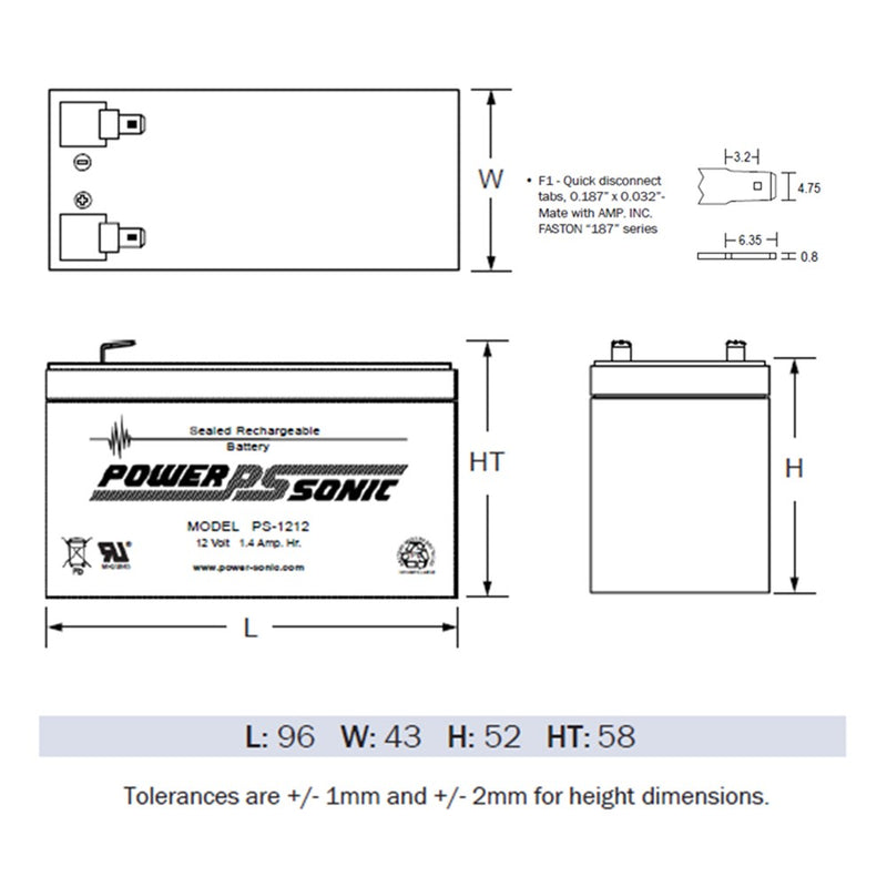 Cargue la imagen en el visor de la galería, [NEP12V13AH] 12 Volt 1.4Ah Battery Valve Regulated Lead-Acid Battery - Polar Tech Australia
