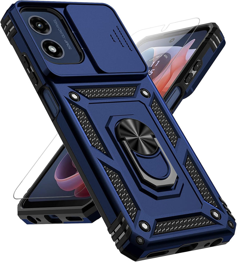 Cargue la imagen en el visor de la galería, [Magnetic Ring Kickstand][Slide Camera Cover] Motorola Moto G 5G 2024 - Shield Shockproof Rugged Heavy Duty Case - Polar Tech Australia
