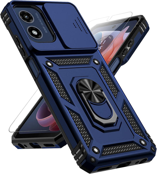 [Magnetic Ring Kickstand][Slide Camera Cover] Motorola Moto G 5G 2024 - Shield Shockproof Rugged Heavy Duty Case - Polar Tech Australia