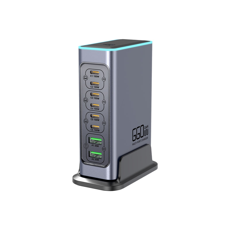 Cargue la imagen en el visor de la galería, [660W GaN][RGB Light Effect] Universal Phone Tablet Laptop MacBook PD+QC 8 Port USB Type-C Wall Charger Desktop Home Office Charging Station Power Adapter (AU Plug) - Polar Tech Australia
