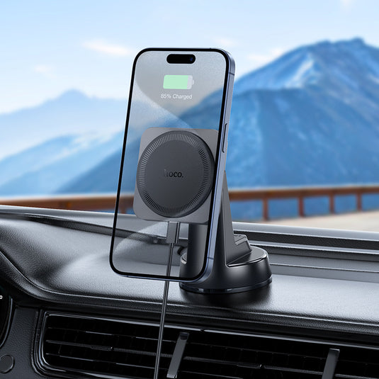 [HW16][Magsafe Compatible] HOCO QI 15W Wireless Charging Magnet Dashboard Charger & Holder - Polar Tech Australia