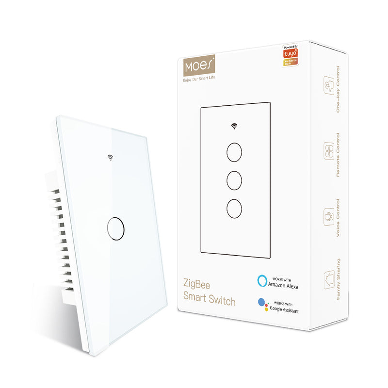 Chargez l'image dans la visionneuse de la galerie, [TUYA Smart Home] MOES TUYA WiFi Smart Touch Switch Home Light Fan Remote Control 1/2/3/4 Gang Wall Switch Panel
