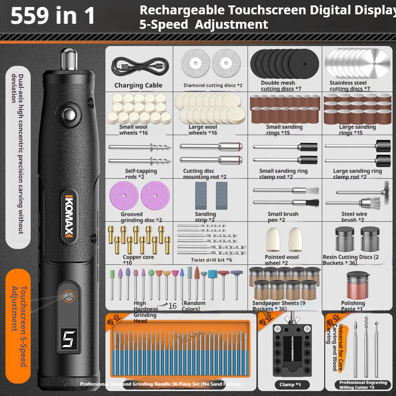 Load image into Gallery viewer, [559 in 1] Komax 12V 5-Speed Touch Screen Portable Type-C Chargeable Powerful Multifunction Polishing Pen Grinding Grinder Hand DIY Tool - Polar Tech Australia
