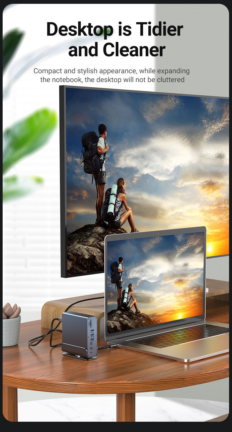 Chargez l&#39;image dans la visionneuse de la galerie, [15-in-1] Type C USB 3.0 HDMI DP Ethernet PD – Computer Port Expansion with Multiple Interfaces (COMBO Card Reader + HUB) Dock Station - Polar Tech Australia
