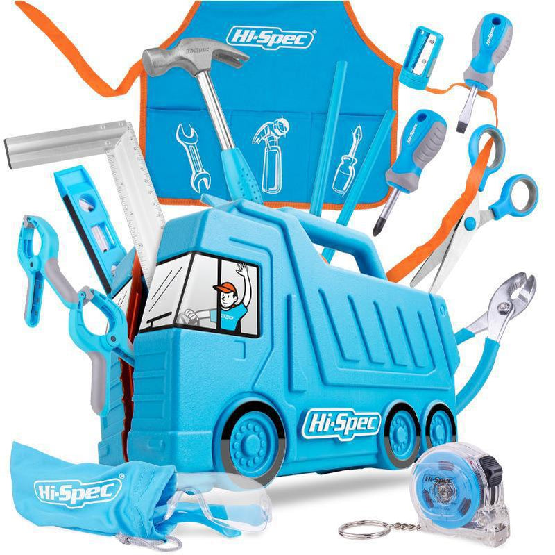 Load image into Gallery viewer, 17 in 1 Hi-Spec Kid&#39;s Blue Tool Kit Set with DIY Hand Kid friendly Tool Set Kit Truck Case
