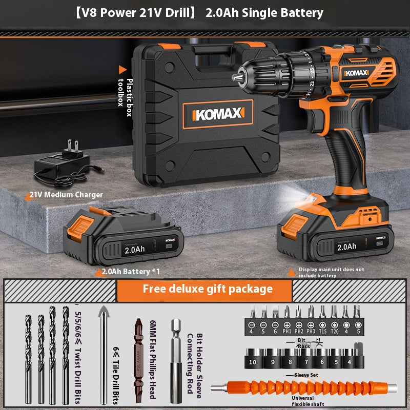 Load image into Gallery viewer, [Battery + Charger Kit] Komax 21V V8 High Power Electric Rechargeable Cordless Drill
