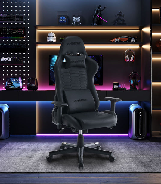 Luxury Vintage Leather Ergonomic Designed Gaming Chair 360° Rotation and Adjustable Armrests (Grey)