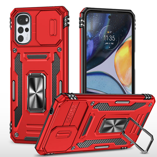 [Magnetic Rotable Kickstand][Slide Camera Cover] Motorola Moto G22 - Shield Shockproof Rugged Heavy Duty Case - Polar Tech Australia