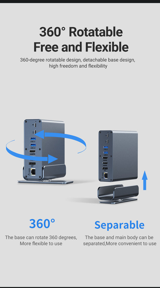 [15-in-1] Type C USB 3.0 HDMI DP Ethernet PD – Computer Port Expansion with Multiple Interfaces (COMBO Card Reader + HUB) Dock Station - Polar Tech Australia