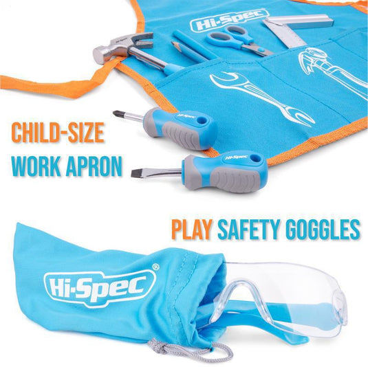 17 in 1 Hi-Spec Kid's Blue Tool Kit Set with DIY Hand Kid friendly Tool Set Kit Truck Case