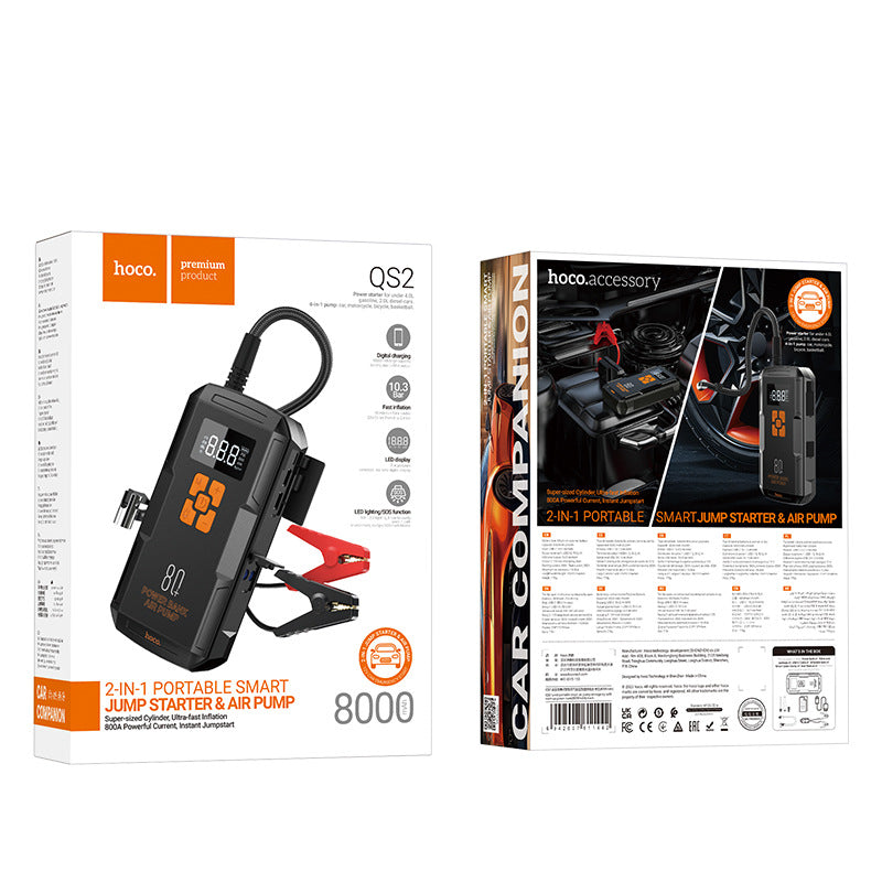 Load image into Gallery viewer, [QS2][8000mAh] HOCO Super Energy Portable 4 in 1 Car Wireless Jump Starter &amp; Air Pump Air Compressor Inflator &amp; Power Bank &amp; Torch - Polar Tech Australia
