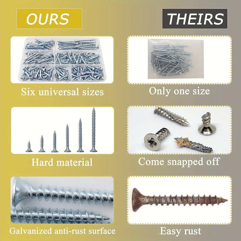 Cargue la imagen en el visor de la galería, [209 Pieces] Stainless Steel Self-Tapping M3.5 #6 Wood Screw Self-Drilling Assortment Kit
