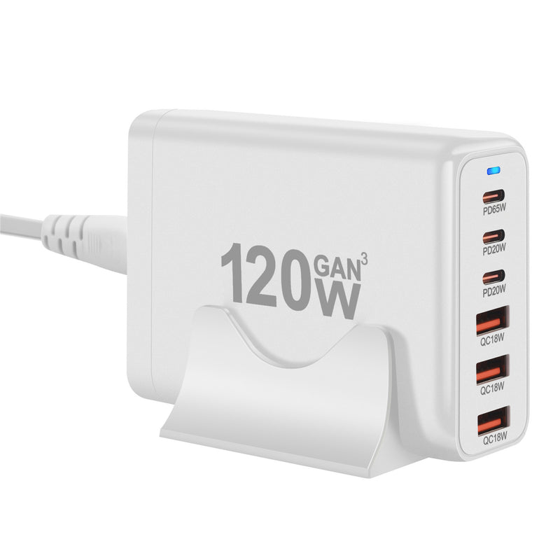 Load image into Gallery viewer, [120W GaN][SAA Approved] Universal Phone Tablet Laptop MacBook PD+QC 6 Port USB Type-C Wall Charger Desktop Home Office Charging Station Power Adapter (AU Plug) - Polar Tech Australia
