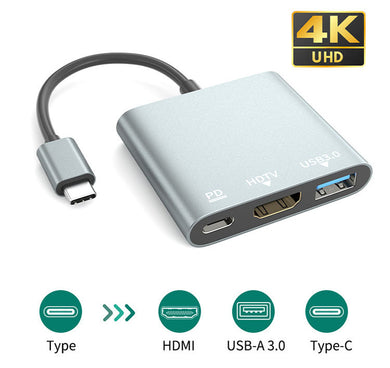 [Type C to HDMI+USB+PD] 3 in 1 USB-C Type C USB 3.0 HUB HDMI PD Adapter Converter Splitter