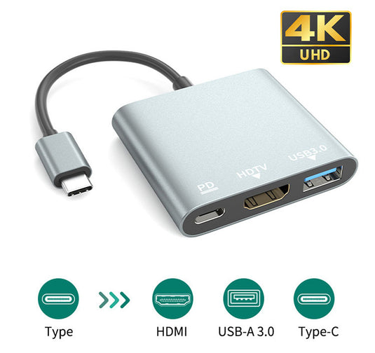 [Type C to HDMI+USB+PD] 3 in 1 USB-C Type C USB 3.0 HUB HDMI PD Adapter Converter Splitter