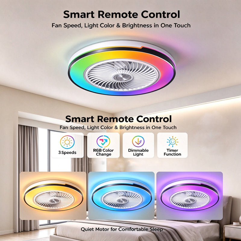 Chargez l'image dans la visionneuse de la galerie, [With Fan] Tuya RGB Dimmable LED 40W Ceiling Light WIFI Wireless Control Bedroom Living Room Light - Polar Tech Australia
