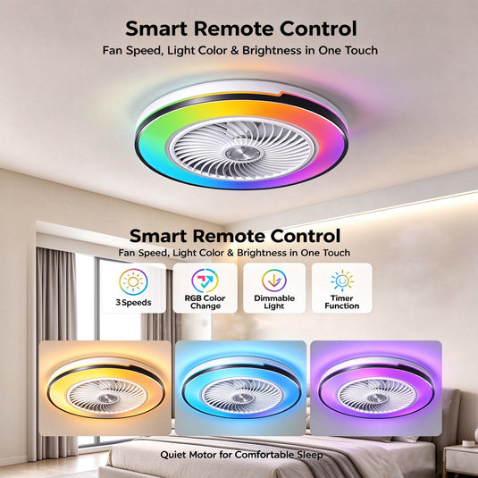 [With Fan] Tuya RGB Dimmable LED 40W Ceiling Light WIFI Wireless Control Bedroom Living Room Light - Polar Tech Australia