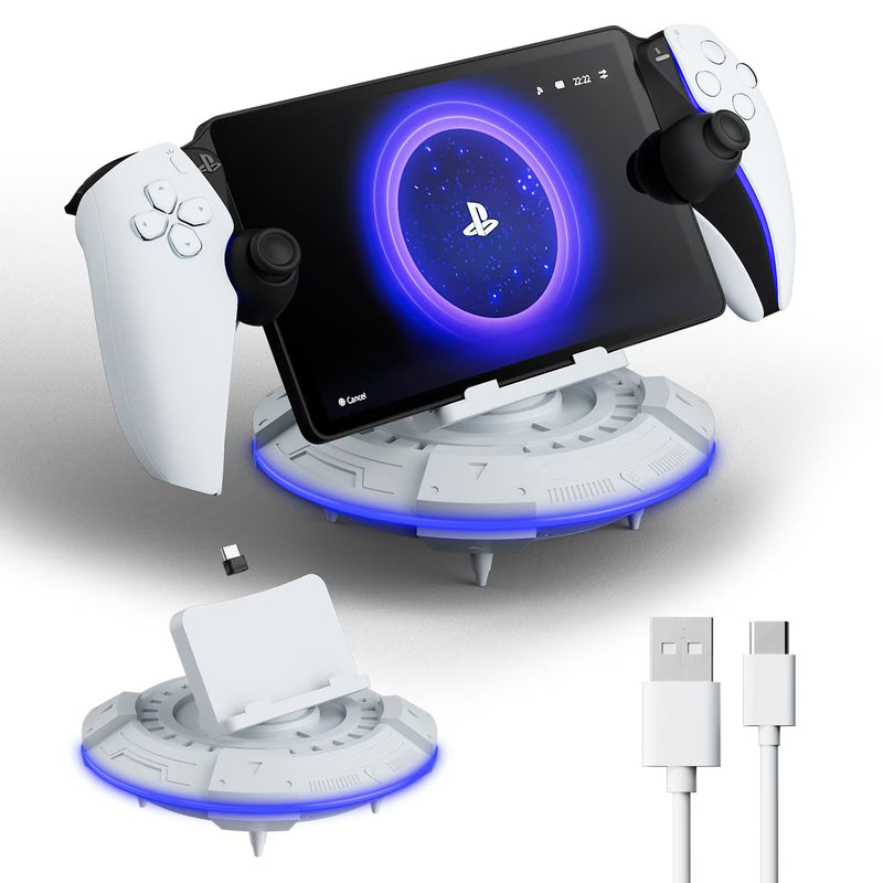 Load image into Gallery viewer, PS5 Portal Streaming Handheld Charging Dock - Spaceship Design with Vibrant RGB Lights - Polar Tech Australia
