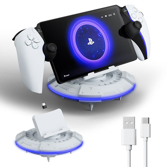 PS5 Portal Streaming Handheld Charging Dock - Spaceship Design with Vibrant RGB Lights - Polar Tech Australia