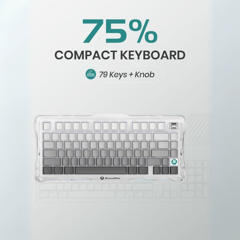 Cargue la imagen en el visor de la galería, GravaStar K1 75% Wireless Mechanical Gaming Keyboard with RGB Backlit, Aluminum Alloy Exoskeleton Design, Gasket Custom Keyboard Hot-Swap Socket
