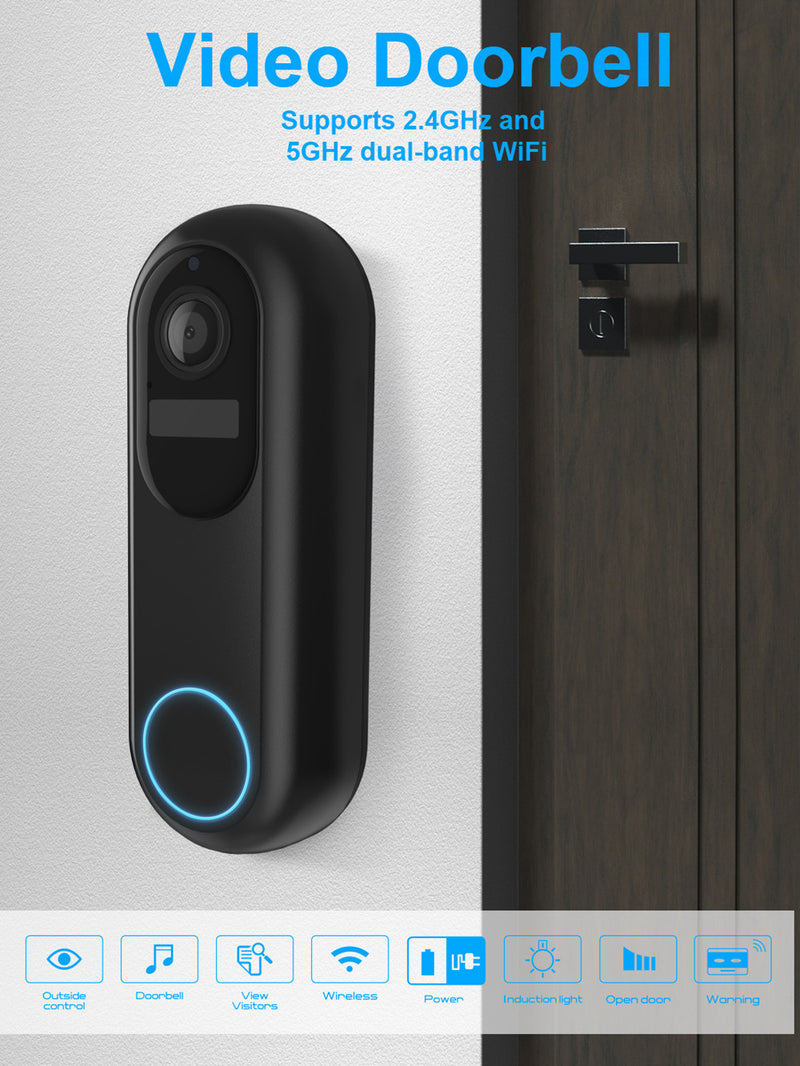 Load image into Gallery viewer, [Tuya Smart Home][With Chime] Tuya 1080P 2.4G &amp; 5G IP66 Wireless Remote Home Video Voice Intercom WIFI Doorbell
