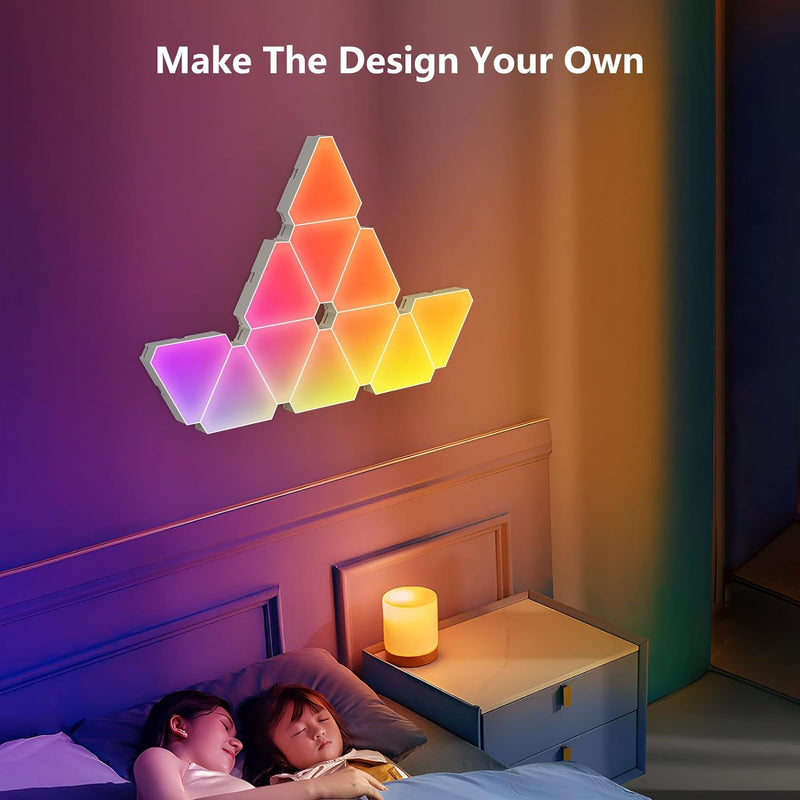 Cargue la imagen en el visor de la galería, Triangle LED Lights for Gaming Setup, RGBIC Triangle Wall Lights for Bedroom, Smart Home Light Panels Works with Alexa Google Assistant, APP/Voice Controlled, Music Sync Gaming Room 10 Pack
